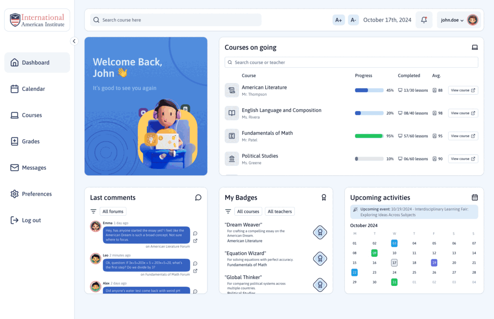 Captura de una plataforma Moodle personalizada implementada por Grupo EDTECH